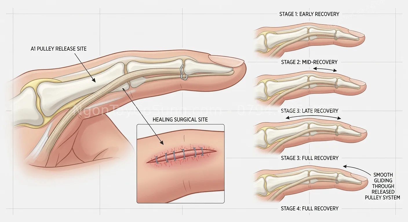 hồi phục sau mổ ngón tay cò súng