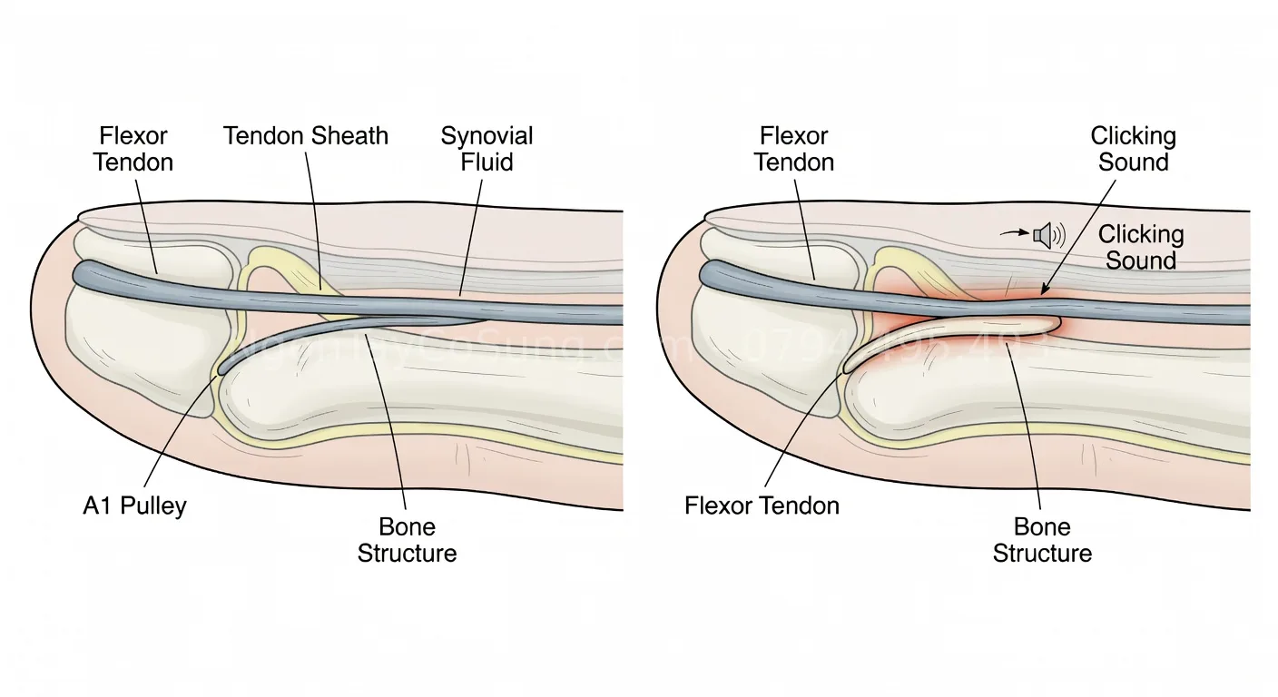 ngón tay bị bật kêu lách cách
