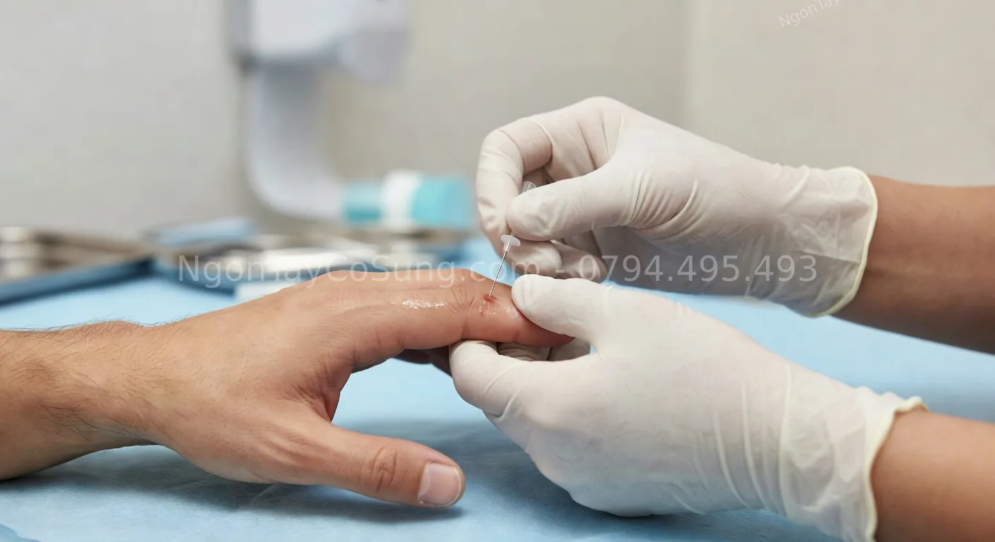 tiêm corticoid ngón tay cò súng